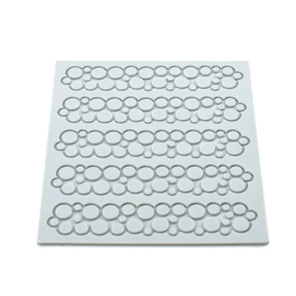 Tappetino in pizzo fondente in silicone, stampo per impressione artigianale di zucchero, decorazione per cucina molecolare di torte commestibili, 5 fori lunga Bolla