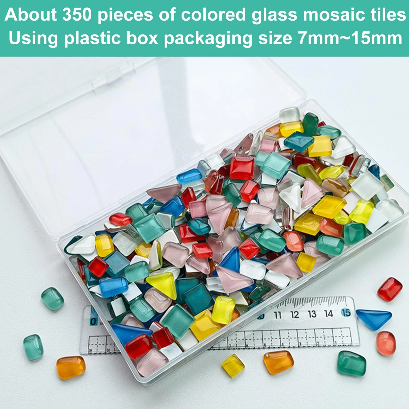 535 g Pietre di Mosaico di Cristallo Irregolari Mosaico Tempo Libero Creativo Adulto Bambino Piccoli Pezzi di Mosaico di Vetro per Fai Da Te Decorative (Miscela di Colori)