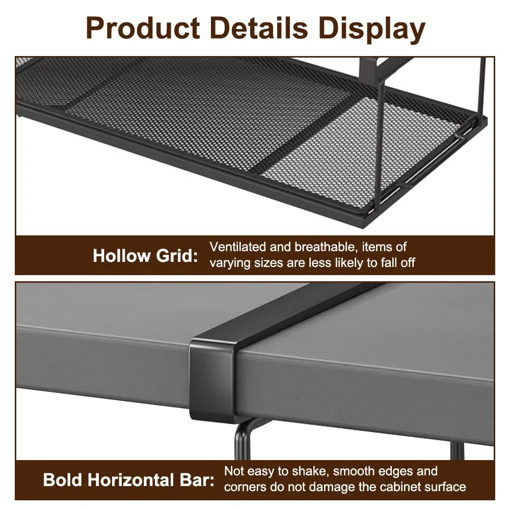 Mensola regolabile da 38 a 70 cm, organizer da cucina, mensola da appendere per armadi, scarpiera in metallo, ideale per cucine, dispense, scarpiere (nero)