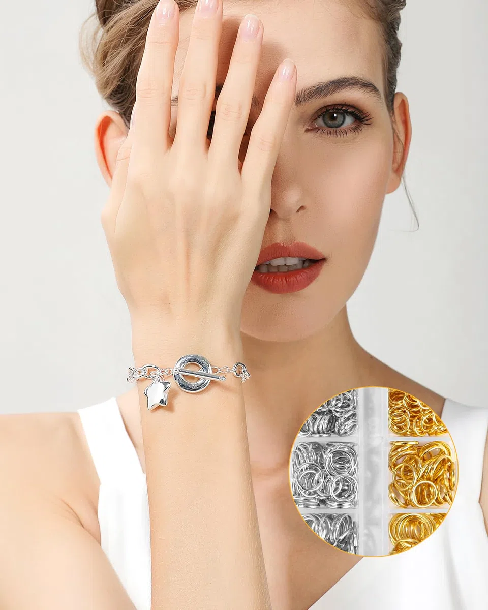 Bixury Anelli di Salto Aperti Argento e oro,1443 Pezzi Aperti Anellini Anello Chiusura Bigiotteria 4/5/6/8/10mm con Pinze e Scatola,per Bigiotteria Gioielli DIY Braccialetti Ciondoli Accessori