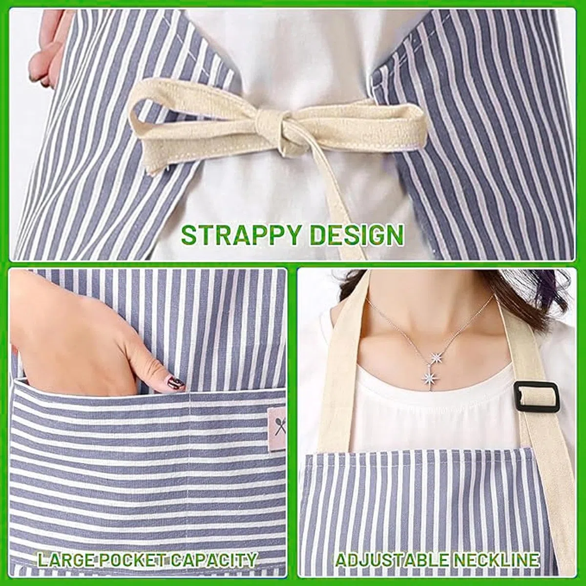 4 Pezzi Grembiule Cucina Donna/Uomo, Regolabile Apron Grembiuli da Cucina Donna Cotone Lino con 2 Tasca per Cucinare, Cuocere, Dipingere, Lavori Domestici (4 colori)