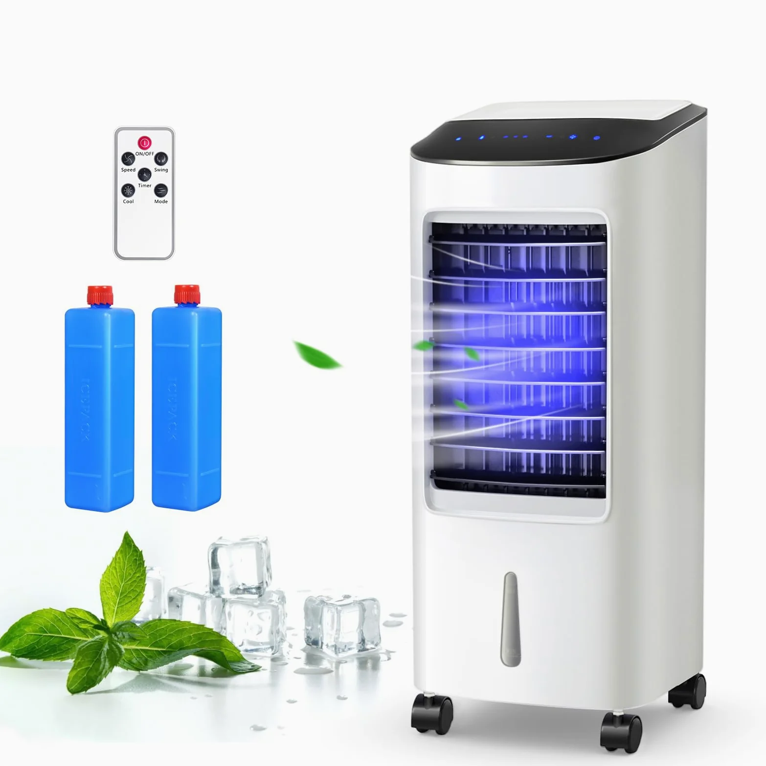 SOARS Raffreddatore d’Aria 65W, 3 in 1 Air Cooler, Umidificatore, Ventilatore, Ventilatore Condizionatore Portatile con Telecomando, 3 Velocità, Timer 7,5H, Serbatoio dell'Acqua da 7L