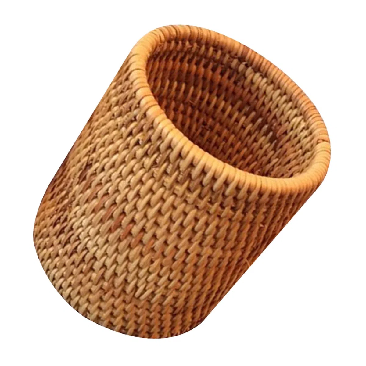 Cestino Cilindrico in Rattan Naturale 3.15X3.15X3.94In Contenitore per Set da Tè e Organizer Scrivania Ufficio per Famiglie e Ristorante