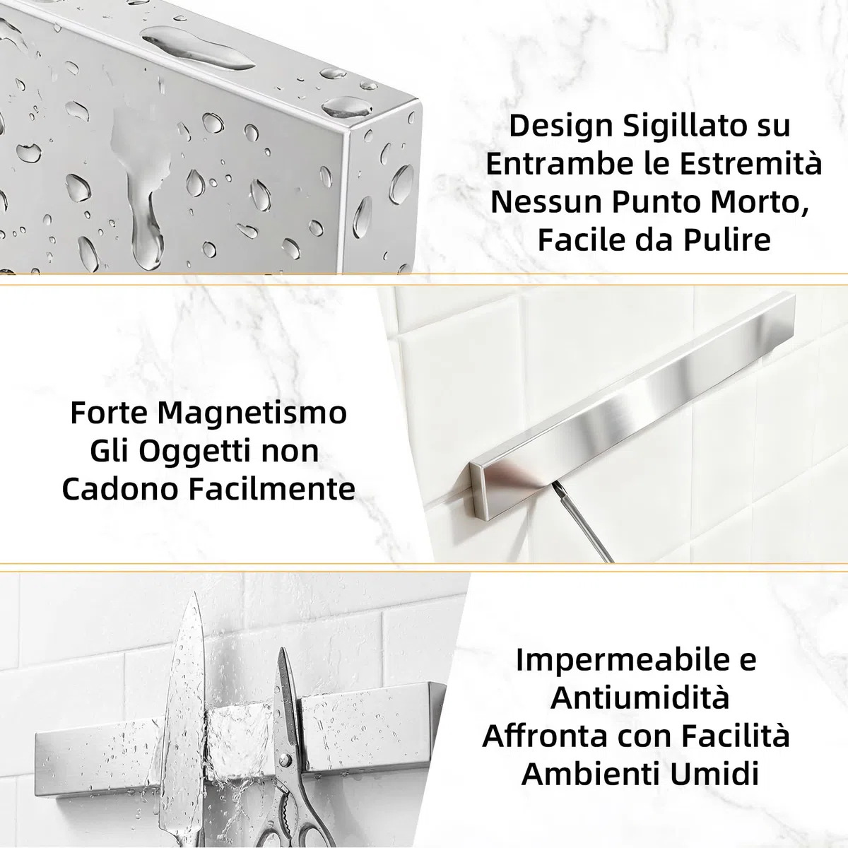 Barra Magnetica per Coltelli 30cm, Barra Portacoltelli Magnetica con Magnete Extra Forte, Striscia Magnetica Acciaio Inossidabile, Calamita Coltelli Cucina, porta Coltelli Cucina per Coltelli Utensili
