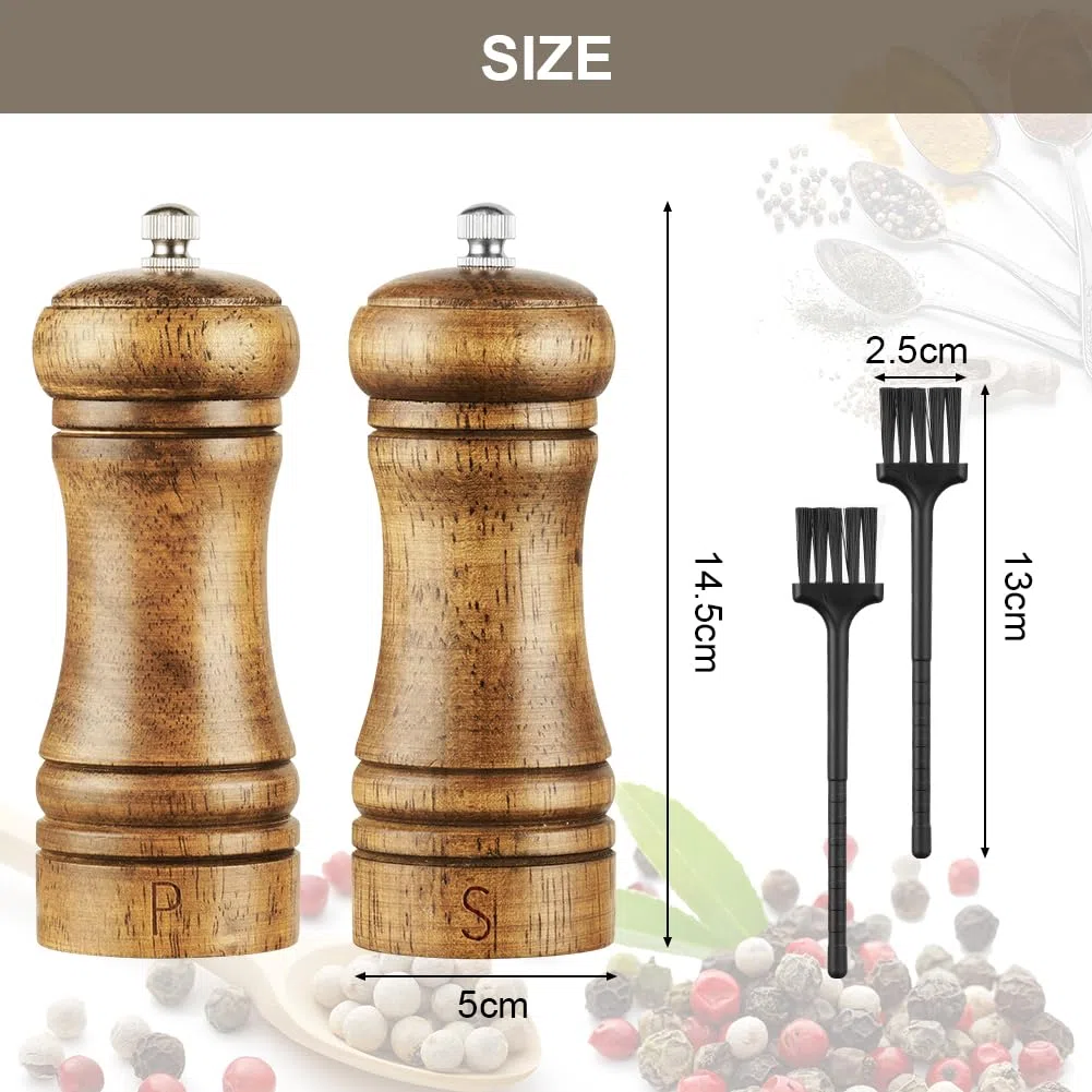 Vicloon Macina Pepe Sale, Macina Pepe in Legno, Macinapepe Manuale con Ruvidità Regolabile Perfetta Conservazione di Sale e Pepe, Sale Marino, Pepe in Grani