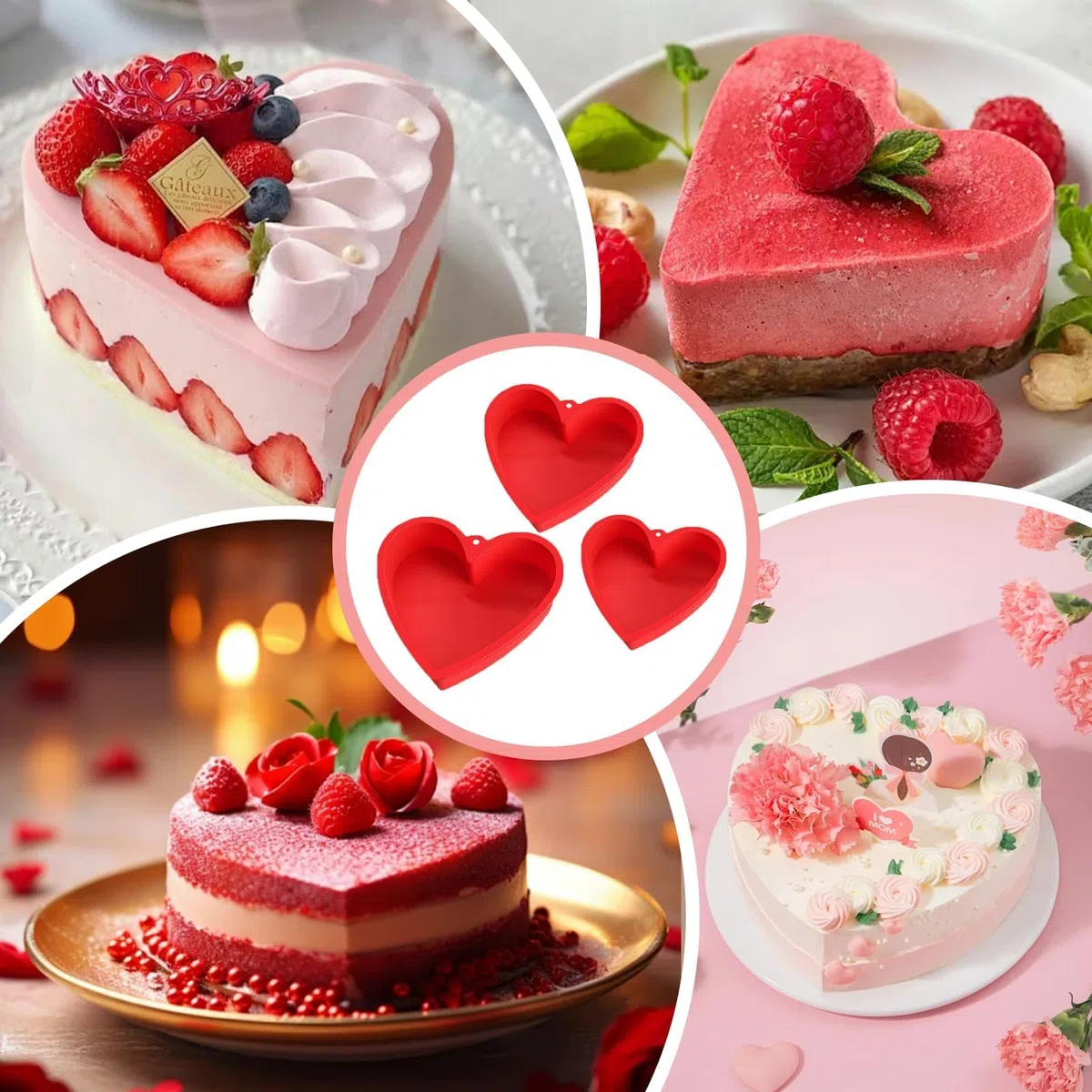 3 Pezzi Stampo in Silicone a Forma Di Cuore, Stampo Silicone Cuore, PUò Essere Utilizzato per La Cottura Quotidiana Dei Dolci