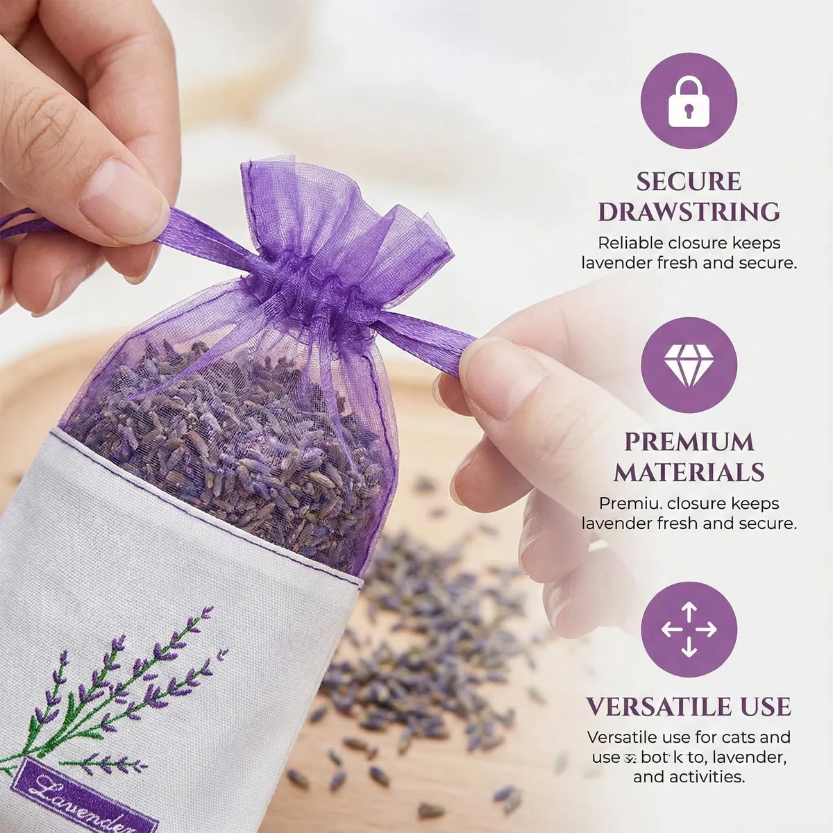 40 Pezzi Sacchetti di LavanDA Profumata Sacchetto per Lavanda Vuoti con Coulisse Sacchetto di LavandaS Vuoti Viola Bustine per Lavand, Spezie ed Erbe Aromatiche