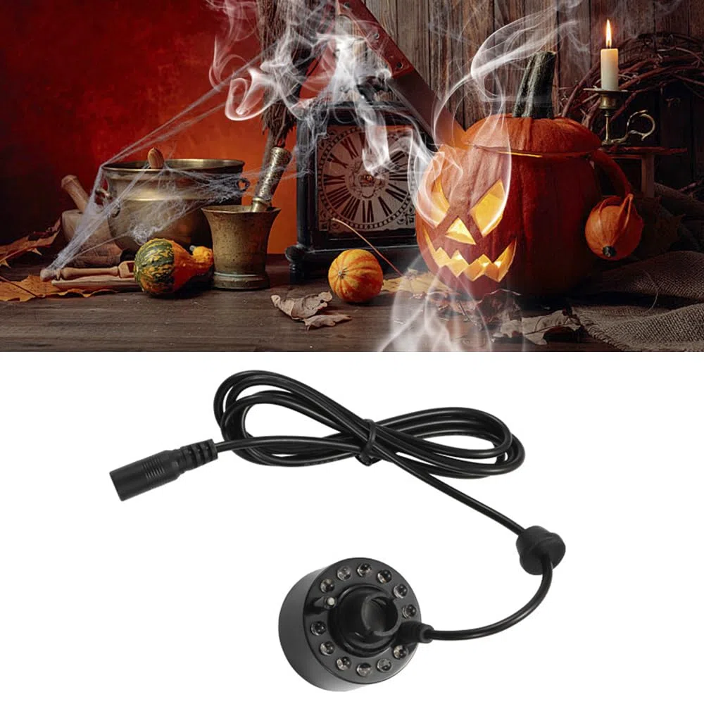 Nebulizzatore a ultrasuoni, mini macchina per nebbia con 12 luci LED, 24 V, generatore di lettiera per acquario, atomizzatore atmosfera, decorazione per Halloween Pumpkin, Witch Pot, Fountain