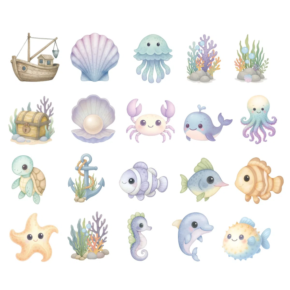 20pz Adesivi Antiscivolo per Vasca Bagno, Adesivi Antiscivolo Doccia a Tema Oceano Creature Marine con Raschietto per Bambini Vasca Bagno e Decorazioni Pavimenti Scivolosi