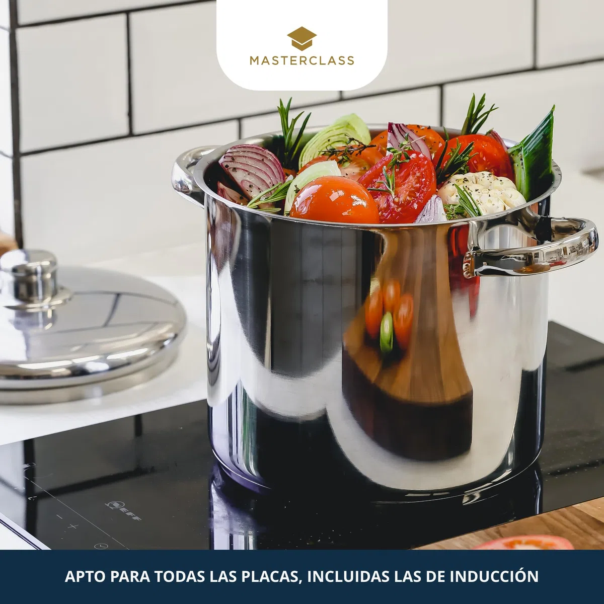 MasterClass Pentolone 7 L con Coperchio in Acciaio Inox Adatto a Induzione, Pentola Pasta, per Bollire Pomodori