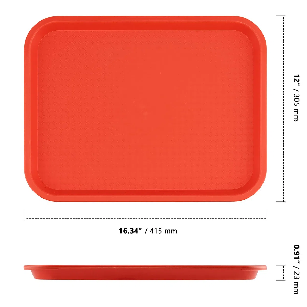 ZOENHOU Confezione da 10 vassoi rettangolari in plastica per fast food, 41,5 x 30,5 cm, vassoi da portata in plastica per servire cibo, arancione