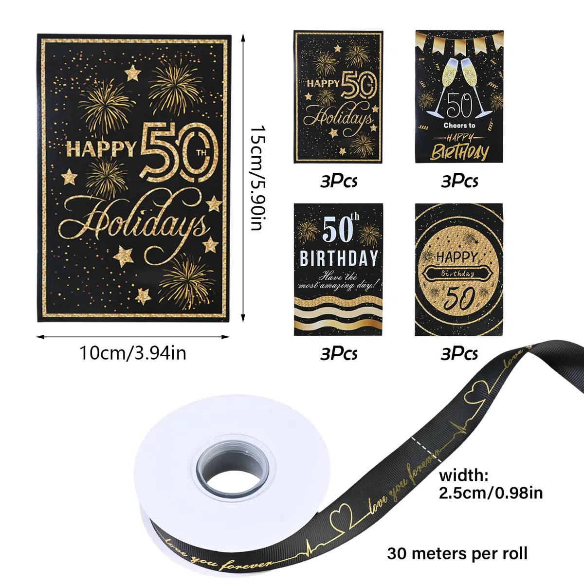 Etichetta Della Bottiglia Del 50 Compleanno, Etichette Uniche Per Bottiglie di Vino (12 Adesivi), Contiene Nastro In Oro Nero, Decorazioni Per La Festa Del 50 Compleanno