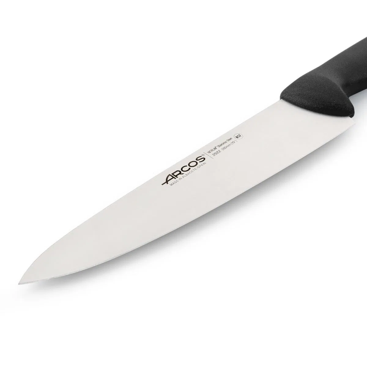 Arcos Coltello Cheferies 2900 – Lama in Acciaio Inossidabile Nitrum 25 cm – Manico in Polipropilene, Sistema di Identificazione Colore per Igiene e Salute – Nero, Argento