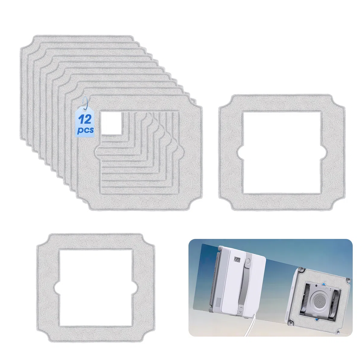 12 Pezzi per Ecovacs Winbot Mini Salviette di Ricambio Kit, Salviettini per Robot Pulizia per Ecovacs Winbot Mini, W-CC02-0012 Pulizia Ricambio Panni, per Pulizia Finestra, Riutilizzabile e Lavabile
