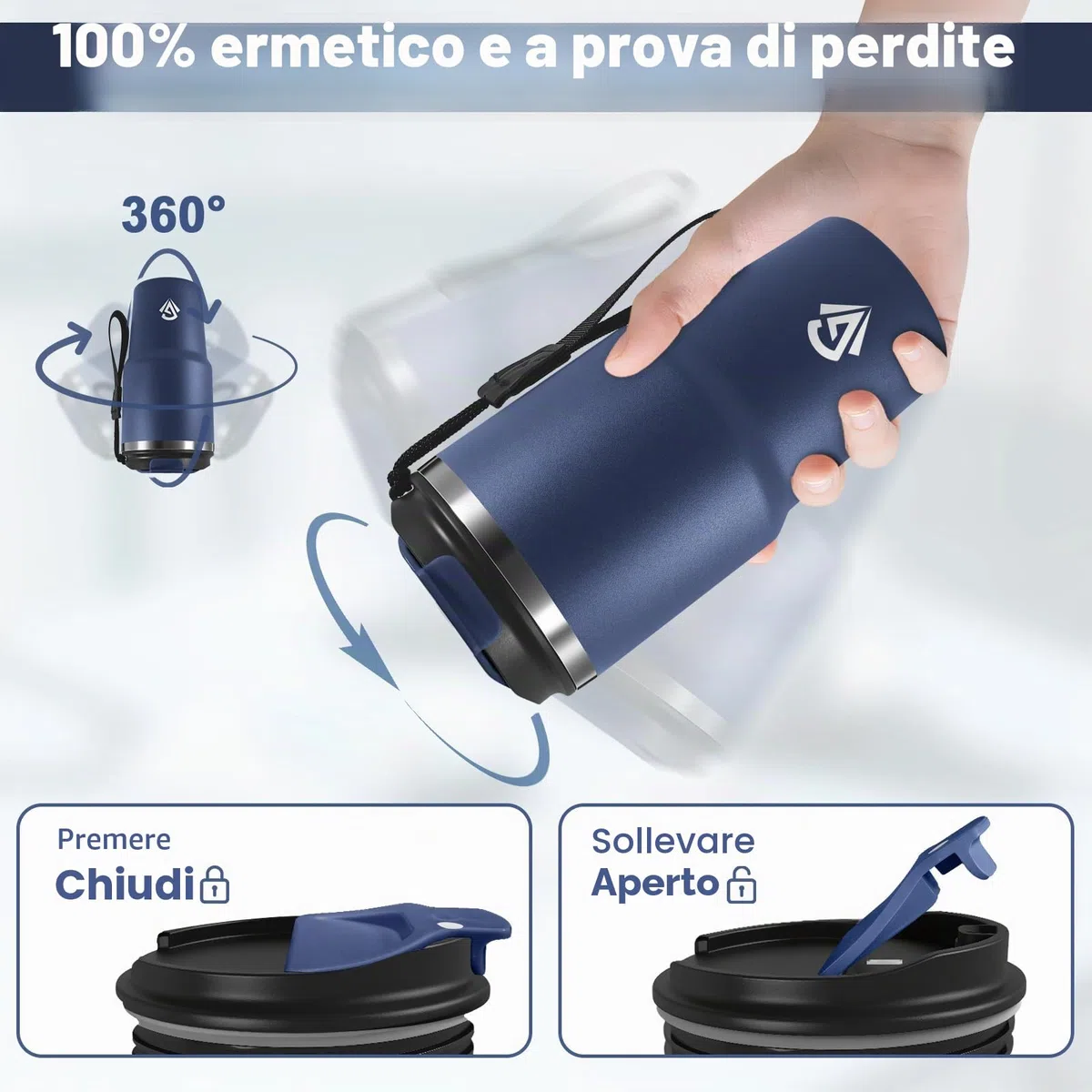 Tazza Termica 600ml 20oz, Borraccia Termica in Acciaio Inox, Bicchiere Termico con Doble Pared Reutilizable, sin BPA, Tazza da Viaggio per Caffe, Termos Caffè para Viajes, Oficina, Deporte, Escuela