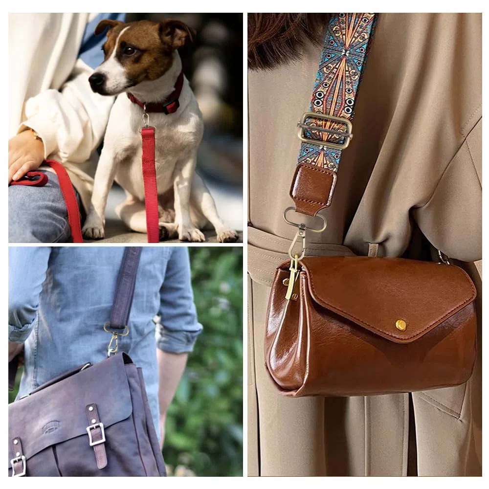 20 Pezzi Moschettoni per Borse in Metallo, Fibbie Metallo, Accessori per Borse Fai Da Te, Anelli a D e Scorrevole Fibbia, Ganci per Borse Regolabili, per DIY Craft,Tracolla, Riparazione Zaino