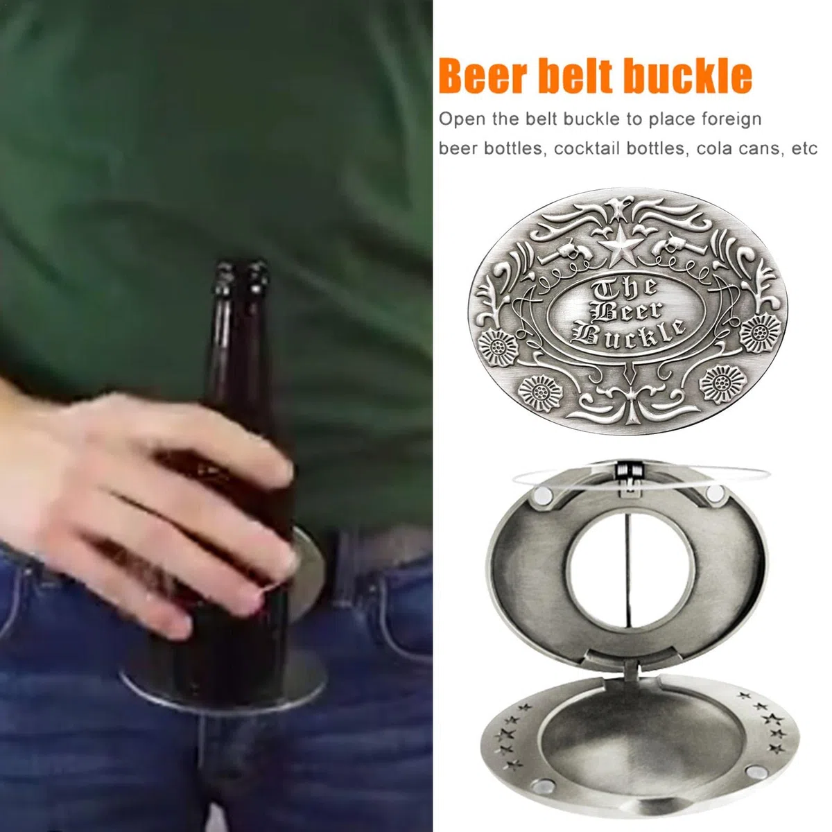 Cintura di Birra - Portabicchieri Portatile da Cintura in Metallo Portabicchieri da Birra, portabicchieri con Fibbia per Cintura da Birra per Picnic, Feste, Barbecue, Campeggio
