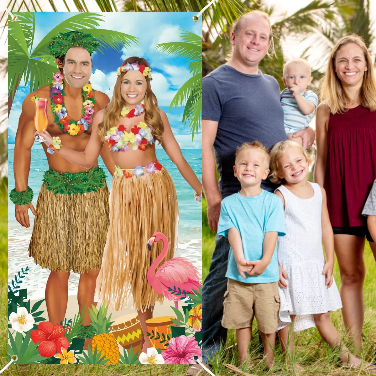 Sfondo per Foto Hawaiano, Hawaiano Festa Photo Booth Props, Coppia di Foto di Luau Prop Hawaiian Decorazioni per Feste, Luau Divertente Tropical Hawaiane Spiaggia Decorazione