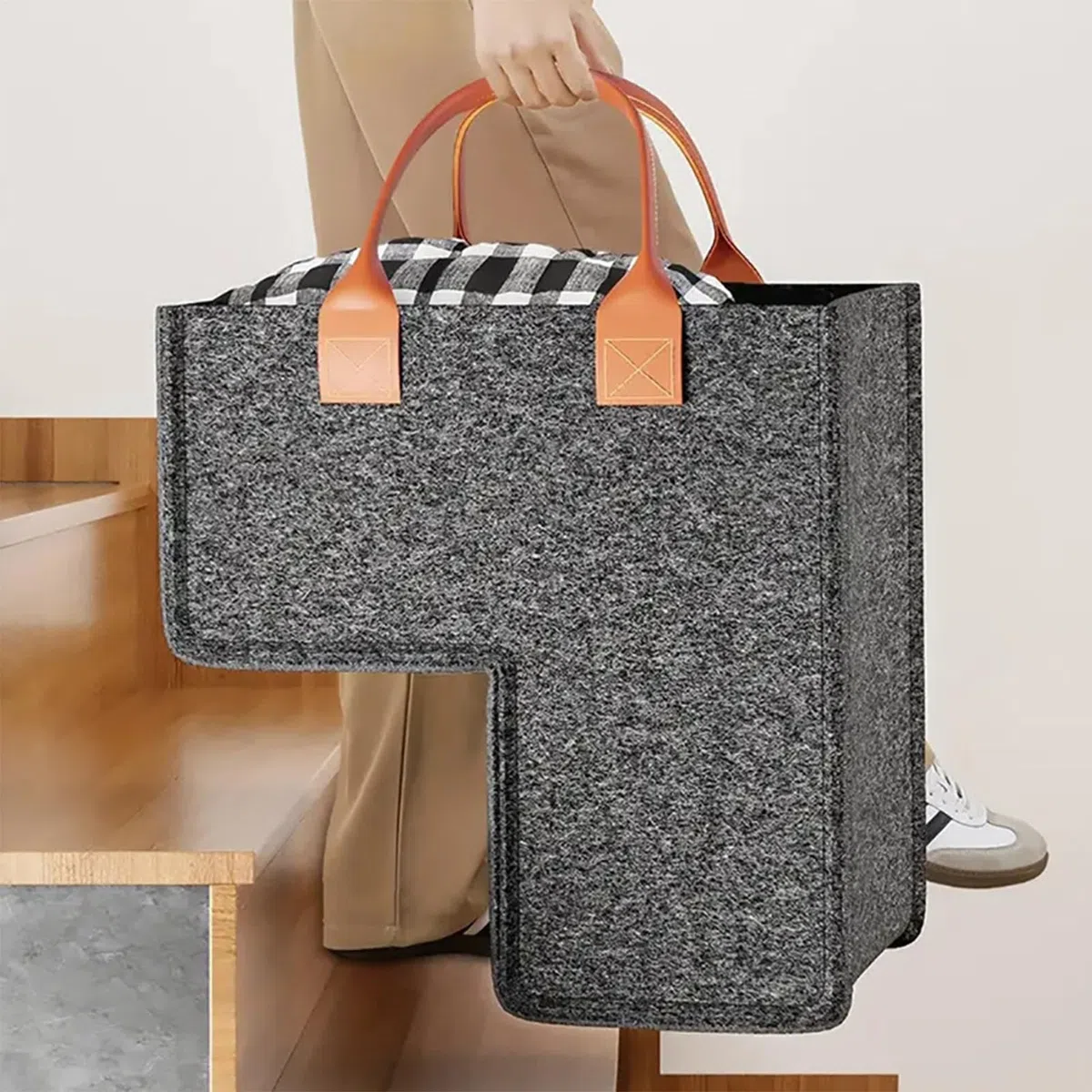 Cesto portaoggetti per scale, versatile, portatile, multifunzionale, , a forma di L, organizer per casa, comodo trasporto, spazi ristretti, per organizzare scarpe e lavanderia, facile da