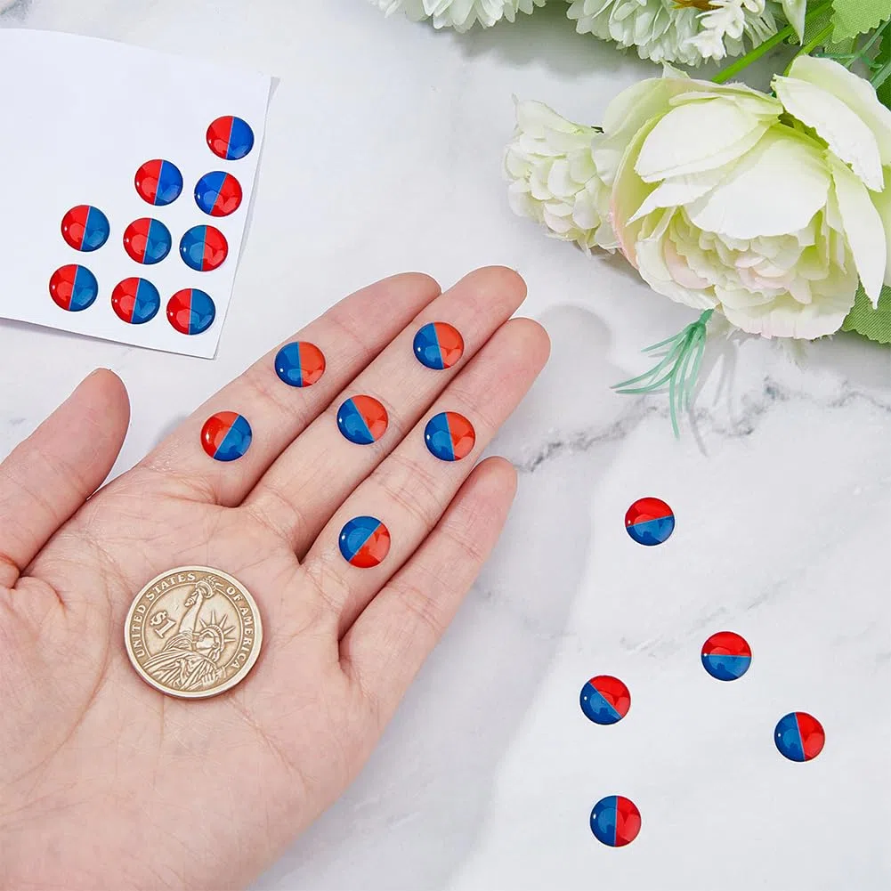 SUPERFINDINGS 24 pz Adesivi per Acqua Calda e Fredda Etichetta Autoadesiva per Acqua Calda e Fredda Adesivi per Trasferimento Rubinetto In Resina Epossidica per Bagno Cucina 10mm di Diametro