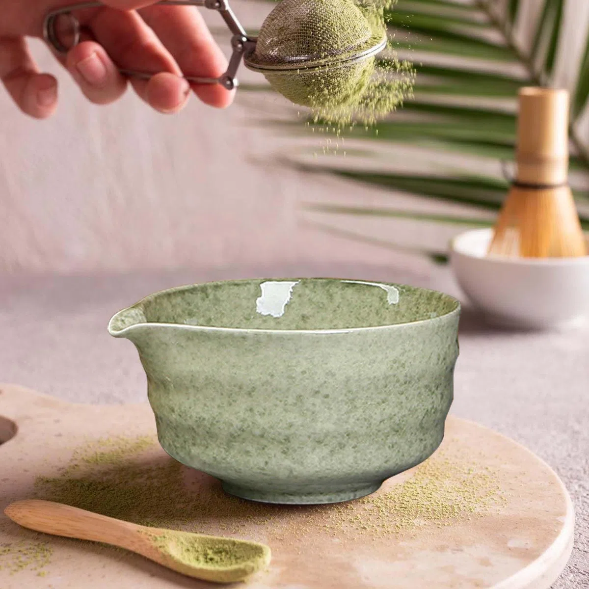 Matcha Set da tè Matcha, Matcha, Mescolatore Matcha, Frusta Matcha, Ciotola Matcha in ceramica, Ciotola Matcha con beccuccio, supporto per agitatore e cucchiaio di bambù, accessori Matcha Set regalo