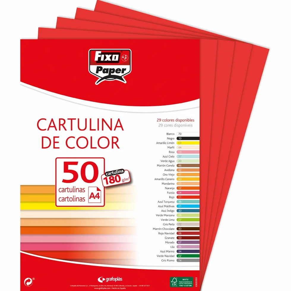 Fixo Cartoncini A4 Rosso Confezione 50