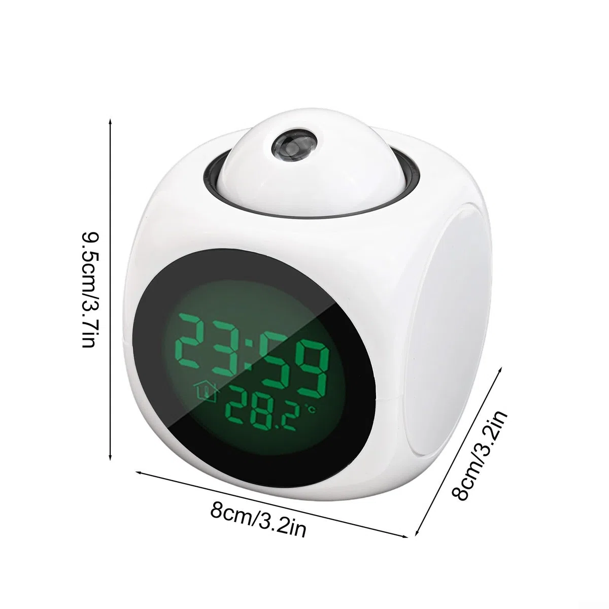 Sveglia con proiettore a LED, display digitale multifunzione della temperatura, orologio con proiezione vocale per camera da letto, soffitto, cucina, scrivania, mensola, parete (bianco)