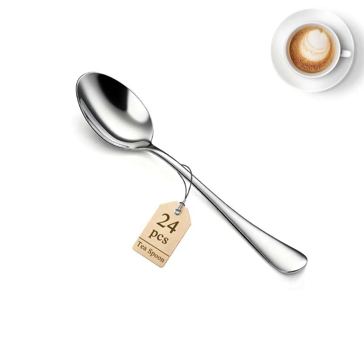 Berglander Cucchiaini da caffè 24 pezzi 14cm, Set di mini cucchiai in acciaio inossidabile per tè, dessert, gelato, posate in metallo per casa, cucina, ristorante, caffetteria