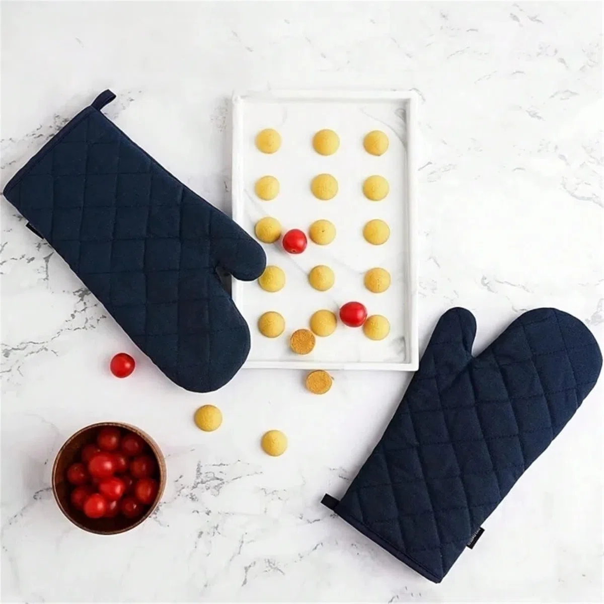 Set di 4 guanti da forno e presine, alta resistenza al calore, 500 gradi, extra spessi, lunghi, guanti da cucina in cotone per cucinare (30,5 cm, verde)