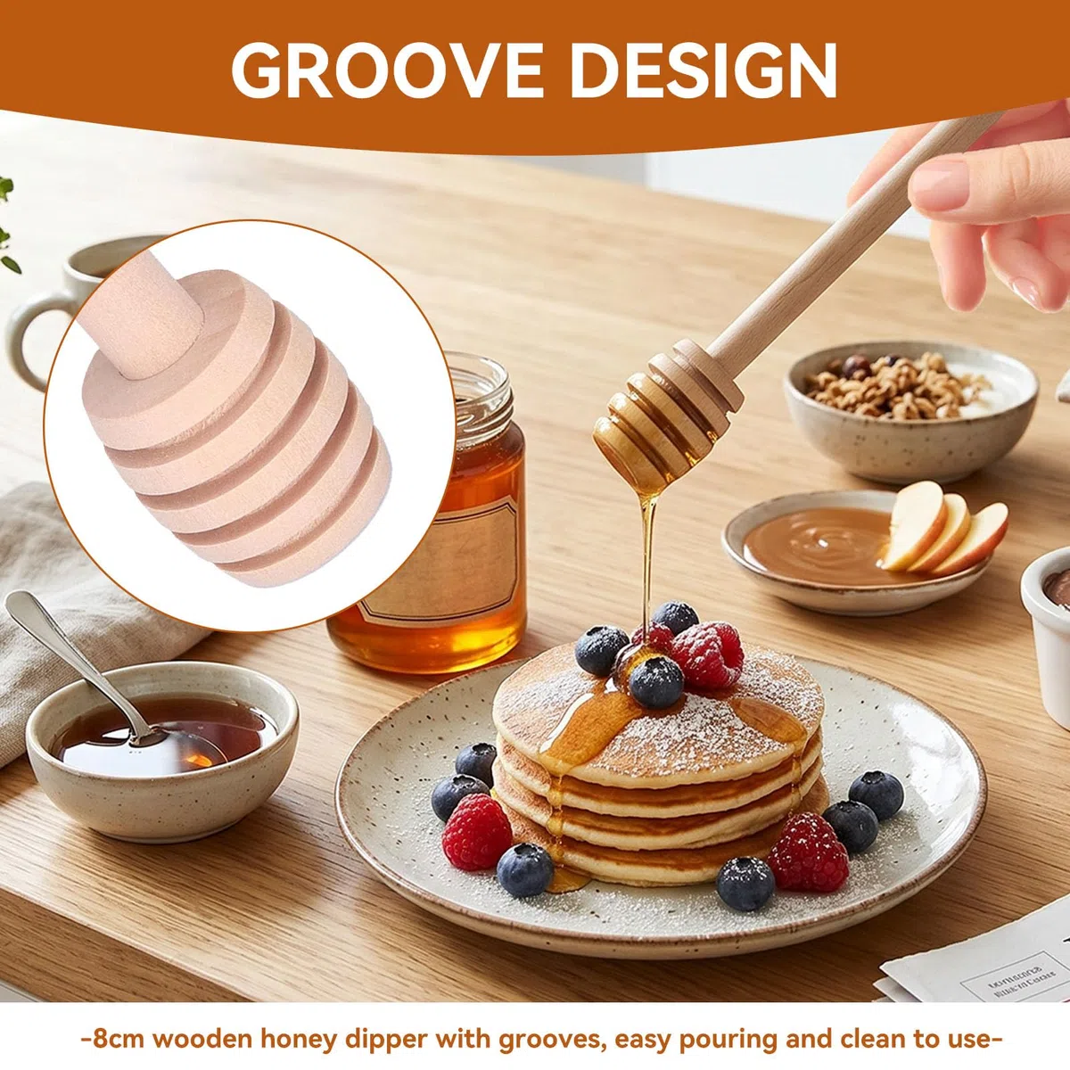 Spargimiele Legno Piccoli,50 Pezzi Bastoncino per Miele 8cm, Cucchiaini Bastoncini Miele Legno Piccoli,Bastoncini in Legno per Vaso di Miele Jar,Cucchiai per Miele per Piovigginoso