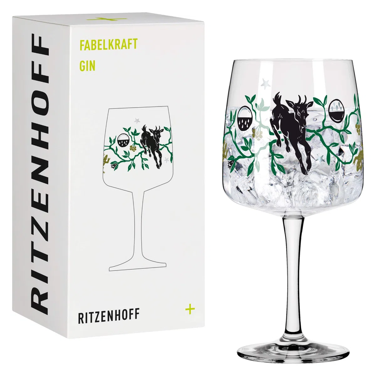 Ritzenhoff 3458004 Bicchiere da gin 700 ml - Serie Fabelkraft motivo n. 4 - Bicchiere da cocktail con illustrazione di un fauno - Made in Germany