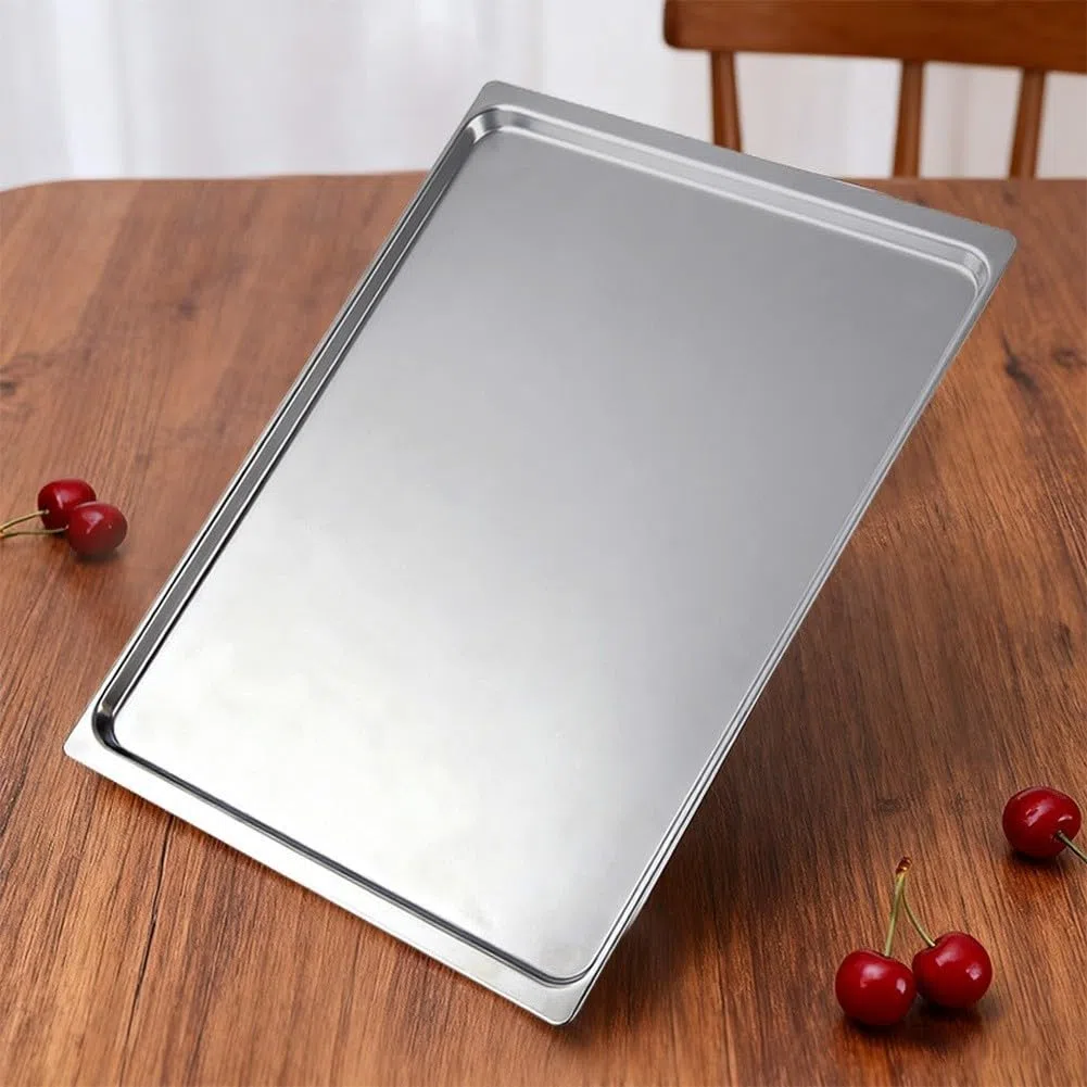 Teglia da forno in alluminio, 43,5 x 31,5 cm, per pane, torte, biscotti, fogli per biscotti non pezzi, resistente per forno commerciale