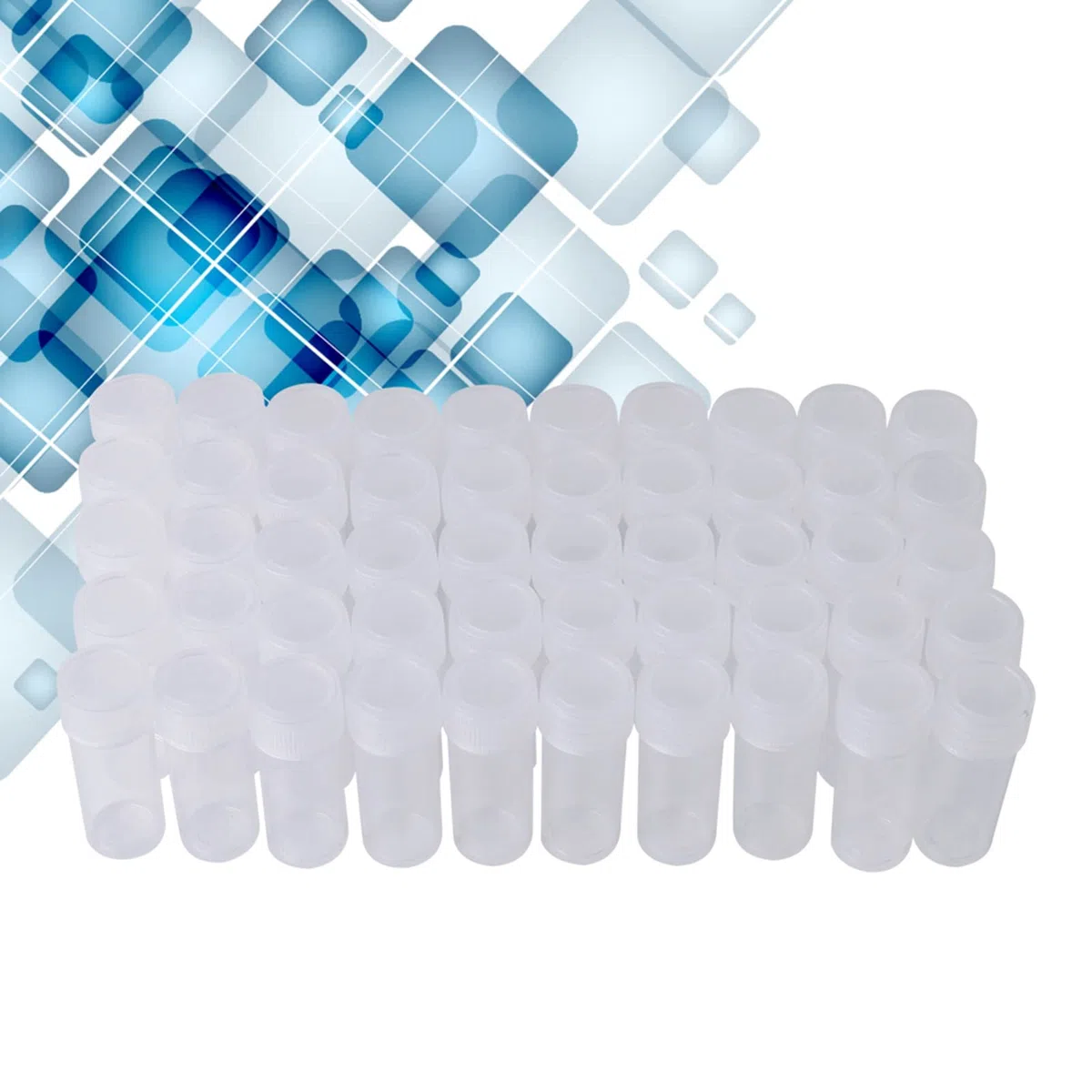 Bottiglie Campionamento Plastica Trasparente, 5 ml, 50 Pezzi, PE, Chiusura Ermetica, per Polvere, Solidi, Pillole, Semi