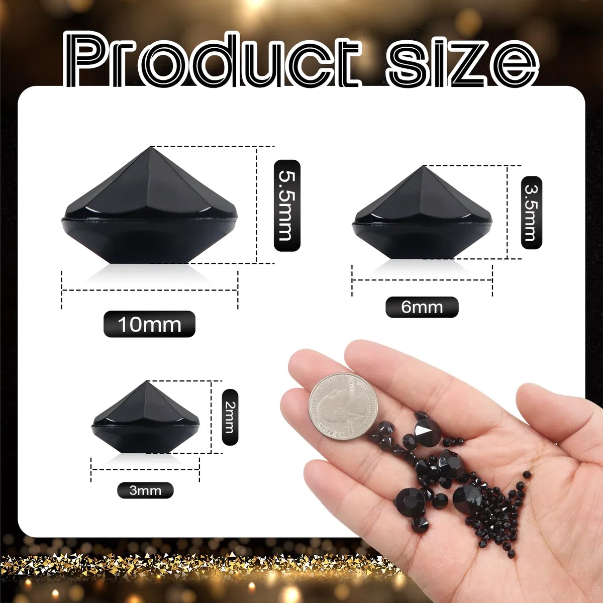 TOAOB 5000 Pezzi Cristalli Decorativi Dispersione Nero Acrilico Dimensioni Coriandoli per Vasi Matrimonio Feste Compleanni Artigianato Decorazioni Tavoli 3 mm 6 mm 10 mm
