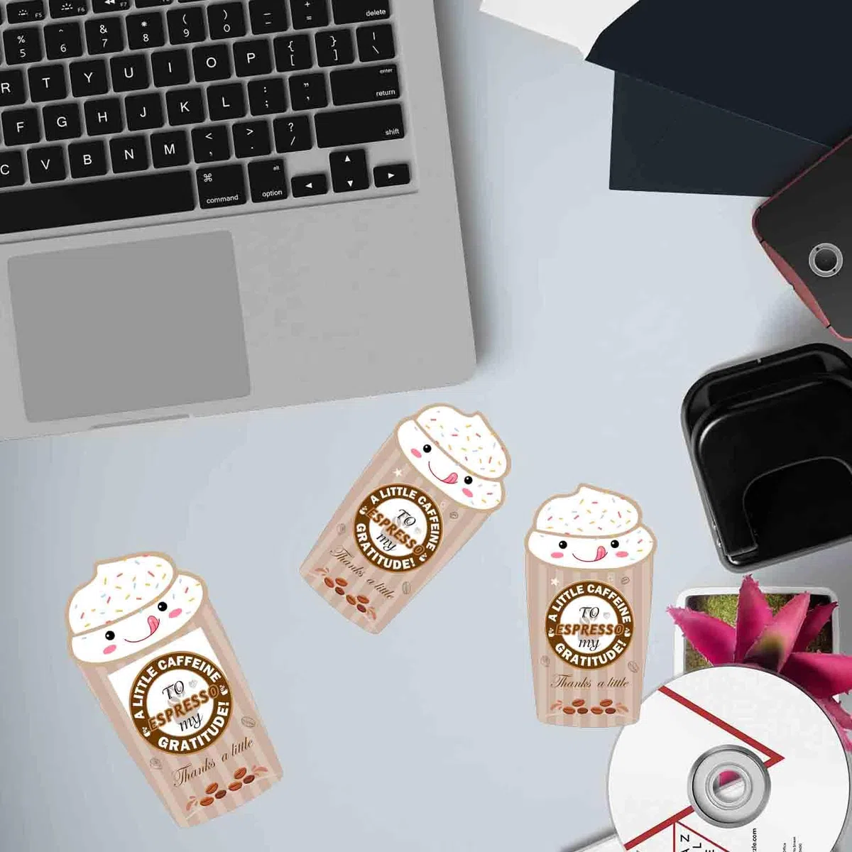 Divertente porta biglietti regalo per caffè, con scritta "Thank a Latte Coffee", per festa della mamma, insegnante, laurea, impiegato, ufficio, 25 pezzi (marrone)