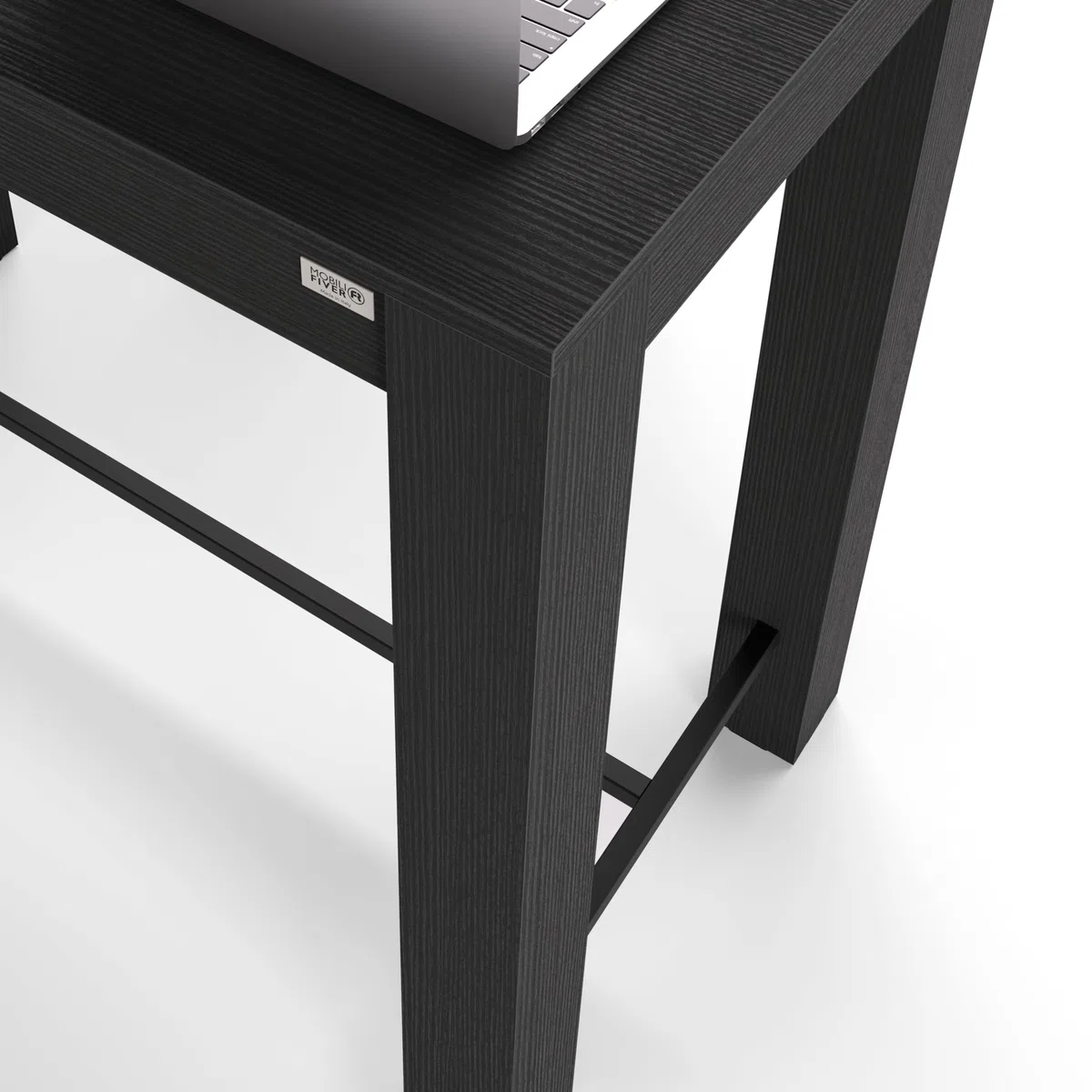Mobili Fiver, Tavolo Alto Rachele 120x60 cm, Nero Frassino, Made in Italy