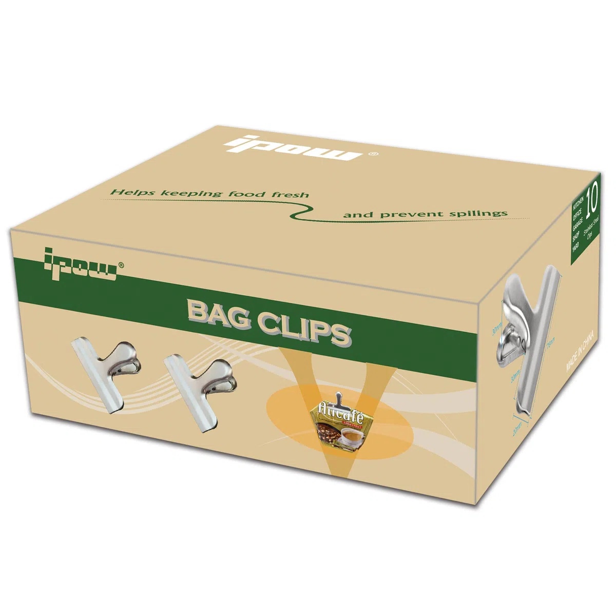ipow 10pz Mollette Chiudi Sacchetti Mollette Cucina Mollette in Acciaio Inox Mantieni Cibo Fresco per Biscotti,caffè, Pane, Snack Bags ECC,Argento