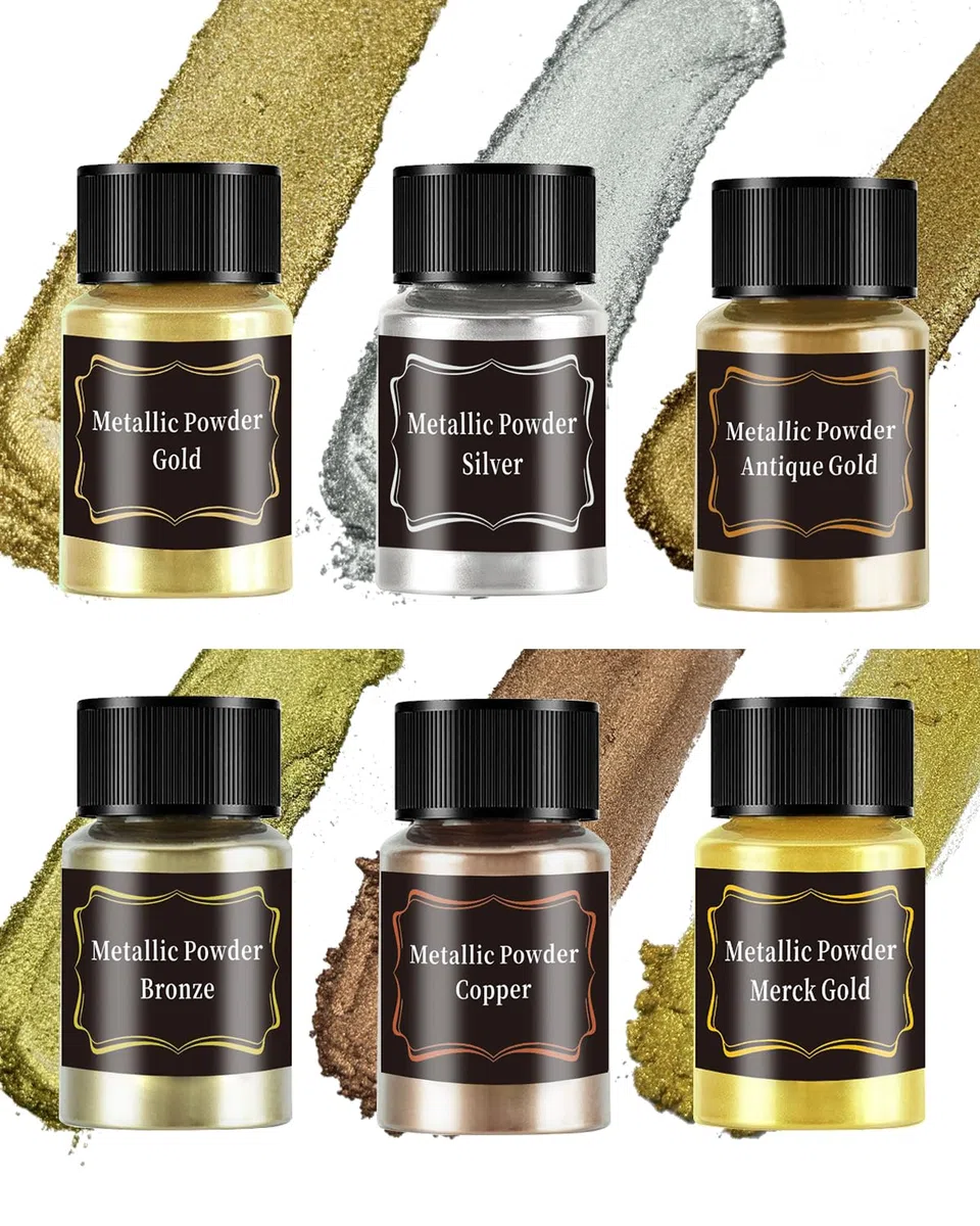 Pigmenti Metallici in Polvere per Resina Epossidica – Set da 6 Barattoli da 20 ml, Mica Metallizzata per Pittura, Nail Art, Argilla Polimerica e Hobby Creativi
