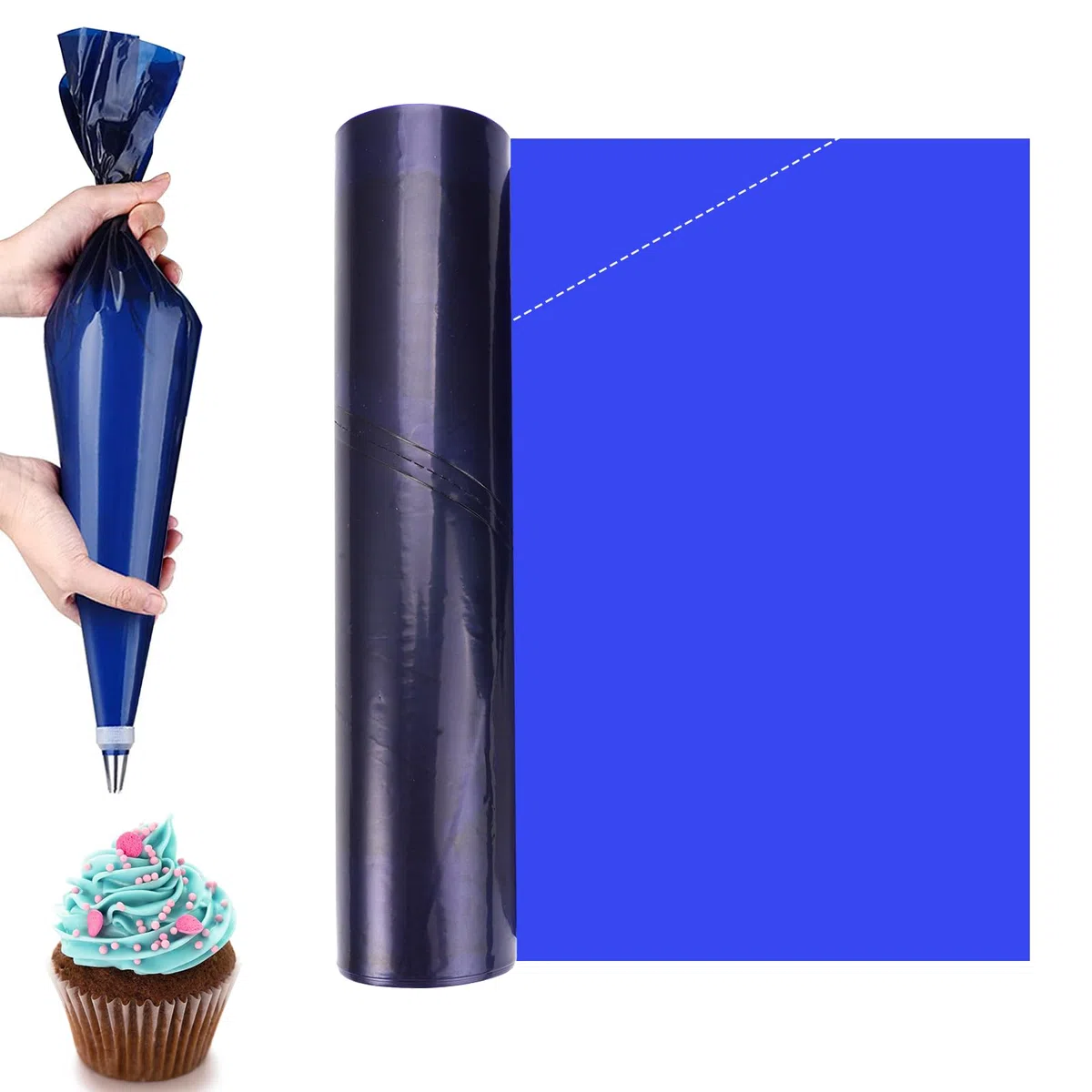 50 Pezzi sac a Poche Grandi, 52x25 cm Extra Large Sacchetti per Pasticceria | Sacca à Poche Monouso Grande Blu, per Decorazione Dolci, Torte, Cupcakes