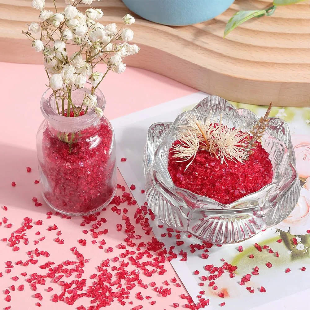 SUNNYCLUE 1 scatola 200g Vetro Frantumato Sfuso Frammenti di Vetro Rotto Piccoli Fiocchi Grossi Paillettes Pezzi di Specchio di Cristallo Rosso Irregolare per Unghie Artistiche Artigianato In Resina R