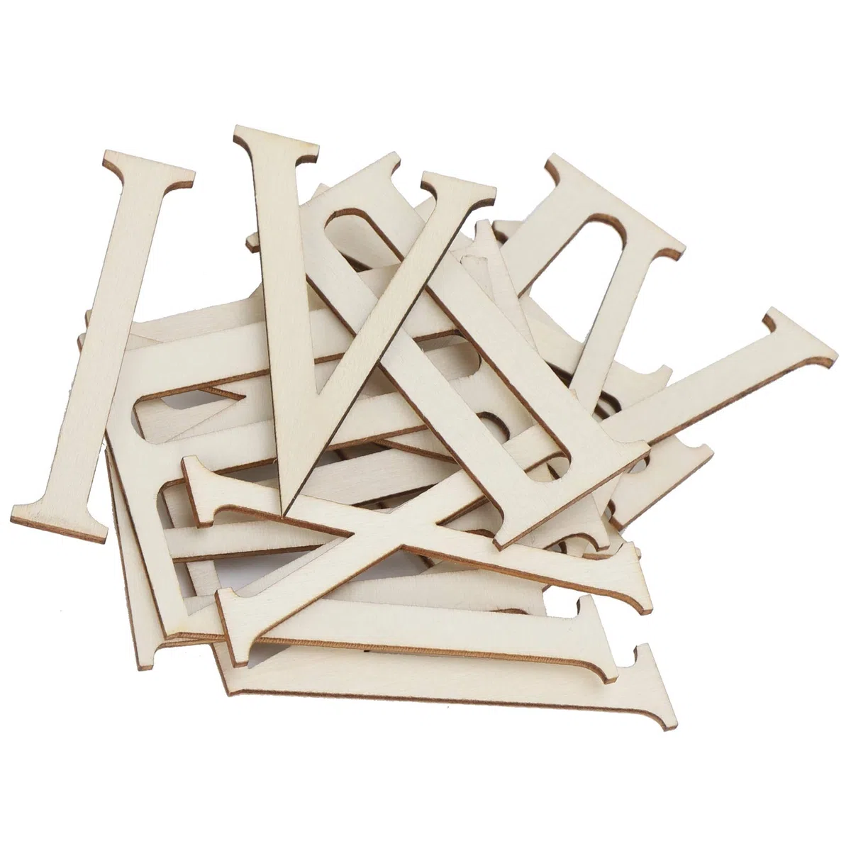 Numeri romani in legno, 12 pezzi Lettere in legno non finite Numeri romani Forme Fette di legno Numeri di orologio fai-da-te Decorazione artigianale 7CM