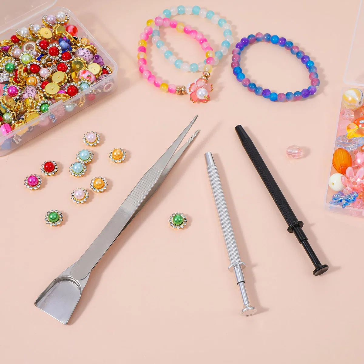Nogeqi 3 pinze per piercing per sfere, piercing a sfera, ausilio per la sostituzione, pinza per piercing con 4 artigli, strumento per sfere, per gioielli, perle, orologi, pietra, diamanti