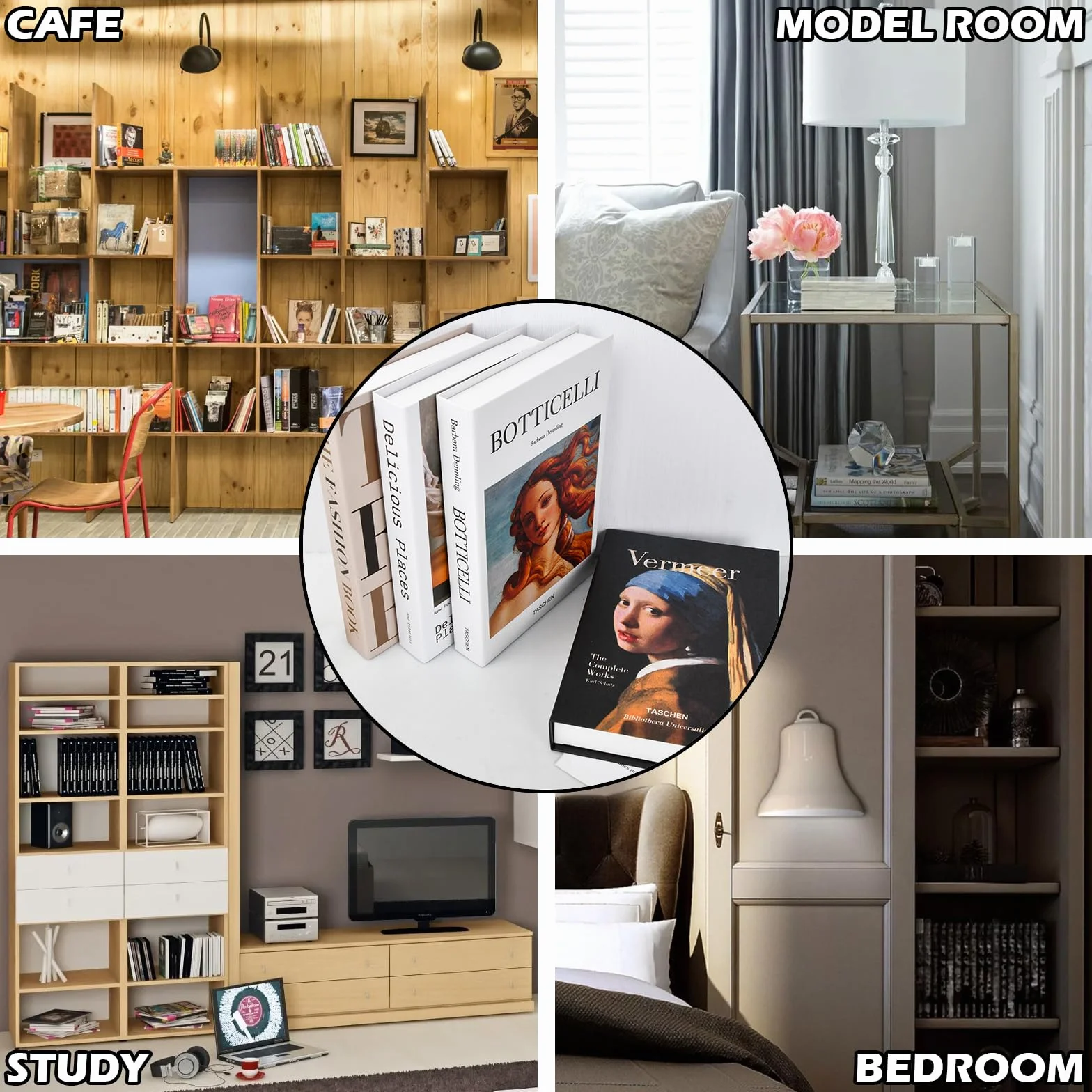 4 Pezzi Librari Decorativi Alla Moda, Set Senza Pagine per Arredamento Della Casa, Tavolino, Scaffali (Colorato)
