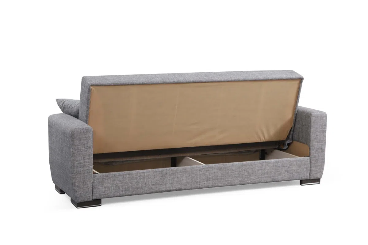 Divano Letto New York 3 Posti Grigio 210x75x80 cm Design Moderno