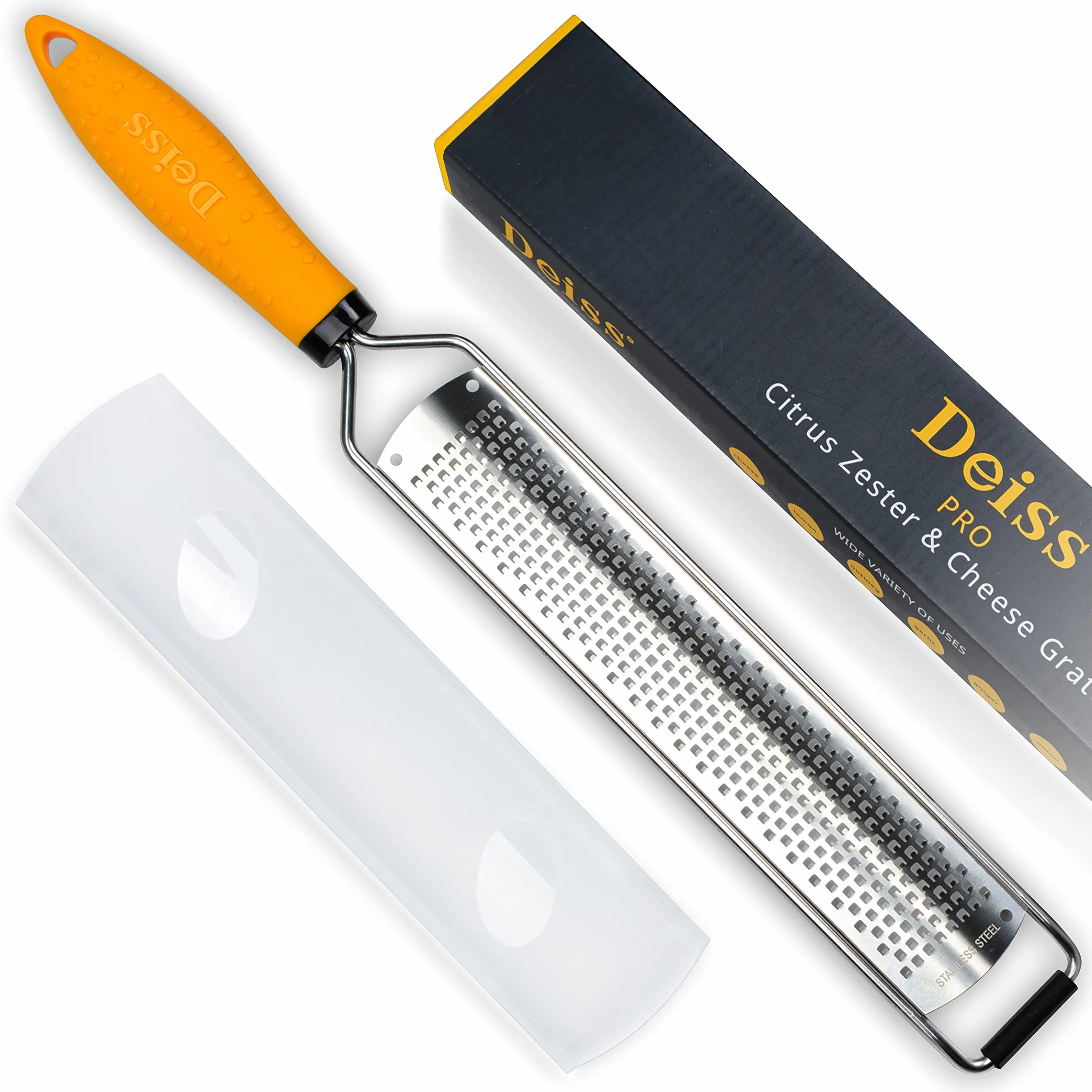 Deiss Pro Grattugia Formaggio Manuale - Per agrumi, parmigiano, zenzero, aglio, noce moscata, cioccolato, frutta, verdura - Lama molto tagliente in acciaio inox - Lavabile in lavastoviglie