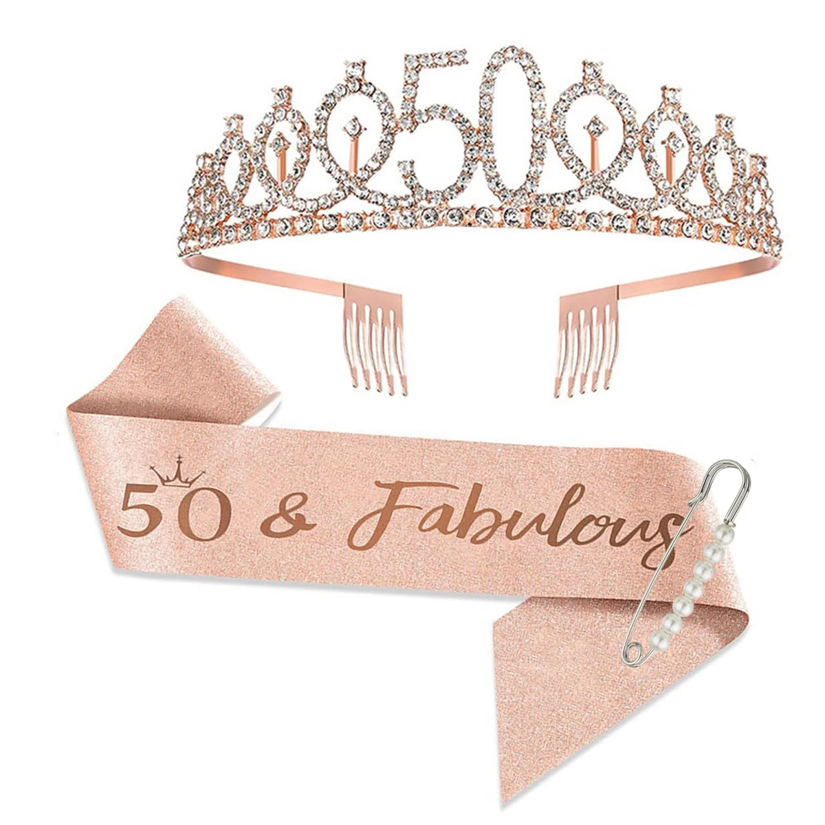 Donna Decorazione Fascia e Tiara Oro Rosa Corona RegaliRegalo Donna Per Decorazione Festa di Compleanno