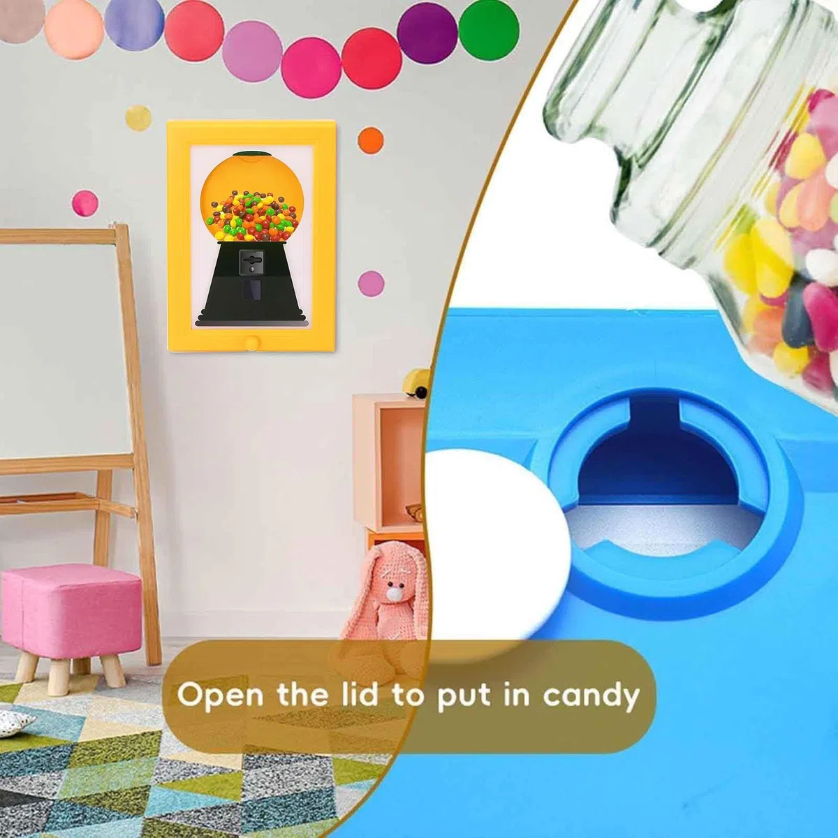 Cornice per dolciumi | Distributore gomme masticare 2 in 1 | Distributore caramelle Handys Candy Frame parete | Distributores gomme masticare creativo contenitore snack giocattolo decorazione casa