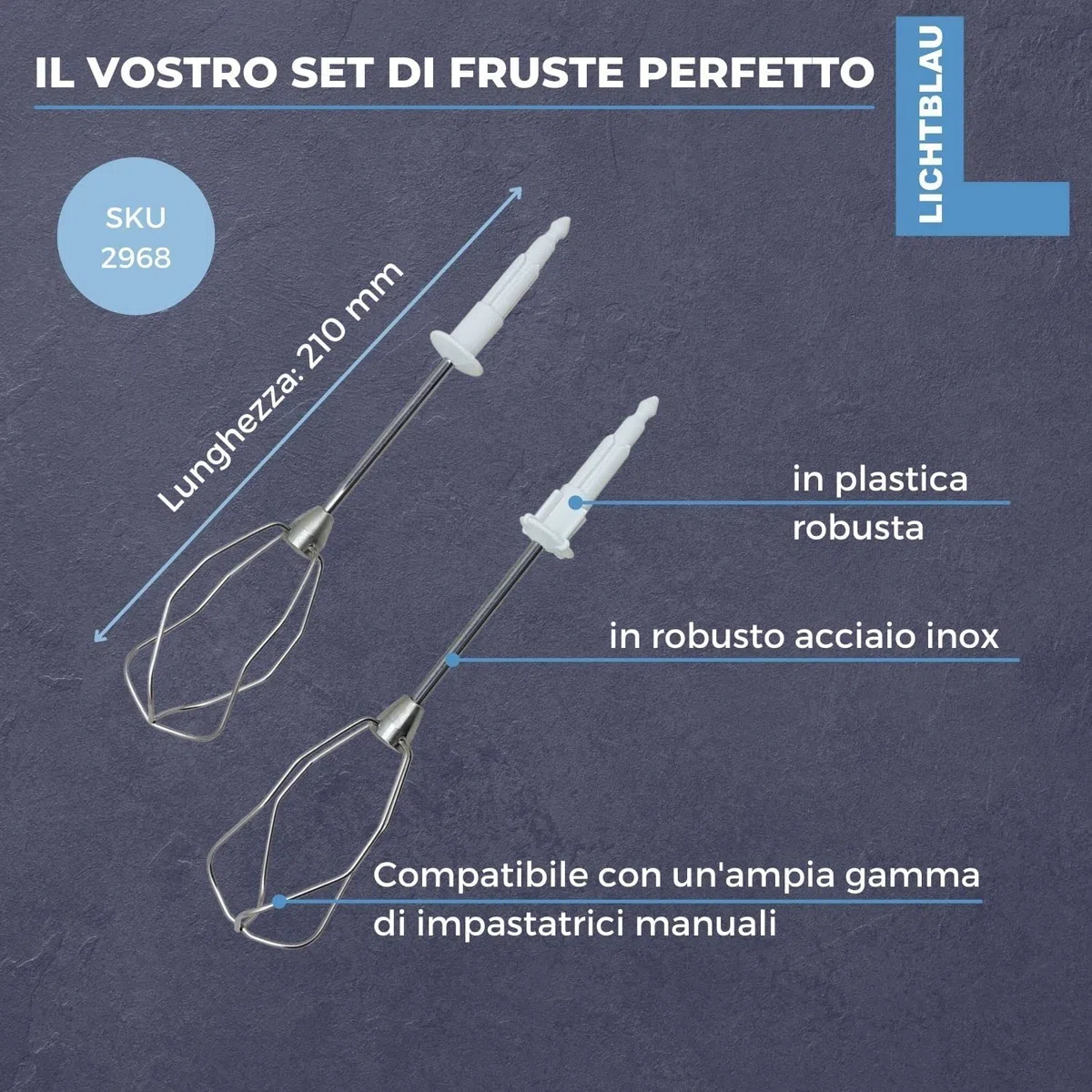 Lichtblau Frusta 00653471 per robot da cucina Bosch I Frusta di ricambio adatta anche a MFQ30 MFQ35 MFQ4 MQ95 MQ96 I Frusta Bosch con 4 fili I Accessori per macchine da cucina Bosch