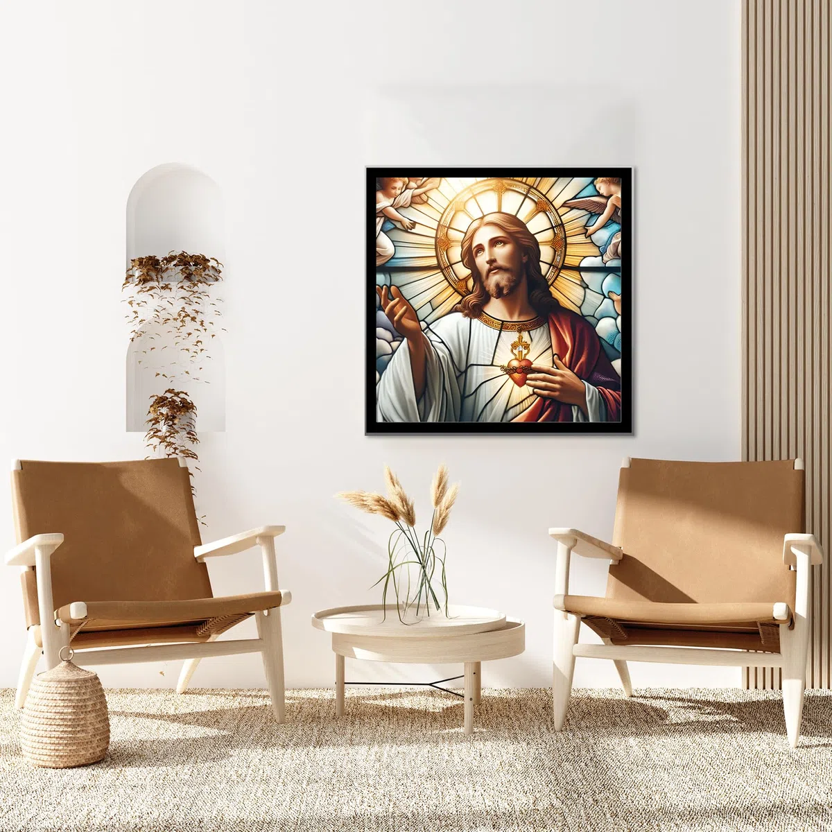 Bowetile 5D Gesù DIY Diamond Painting Kit Completo, Kit Completo Vetro Colorato Diamond Painting Per Adulti, Gesù Diamant Painting Per Adulti, Decorazioni Per Casa 30x30 cm