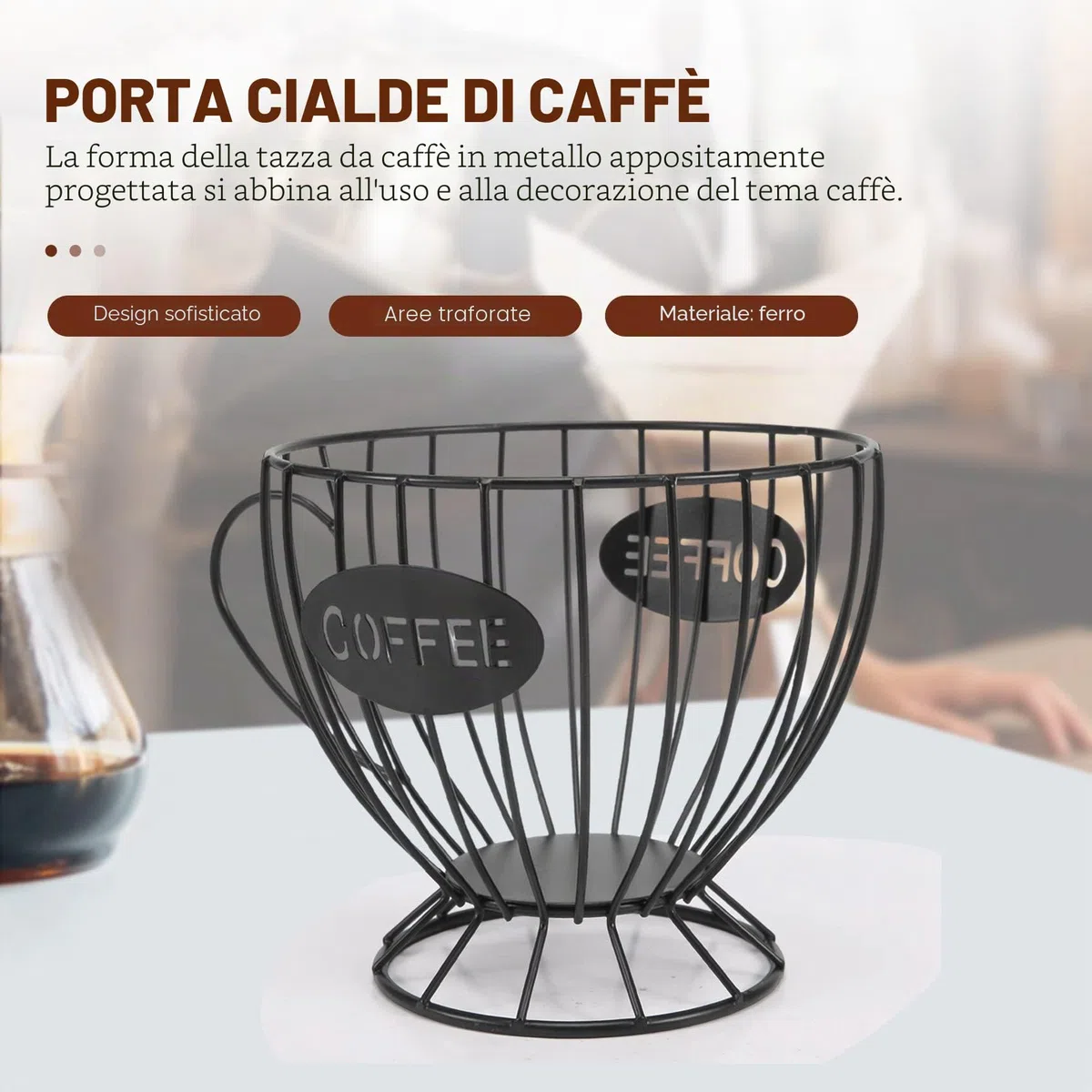 Contenitore per Capsule da Caffè, Organizer e Supporto, Accessori (Nero)